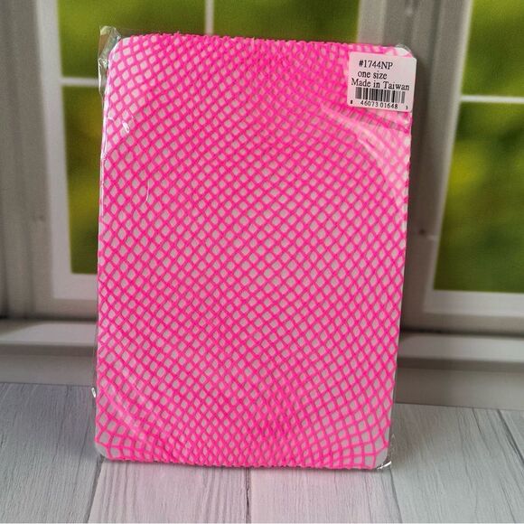 NWT Hot Pink Fish Net Thigh Highs Panty Hose Stockings OS - Picture 1 of 4